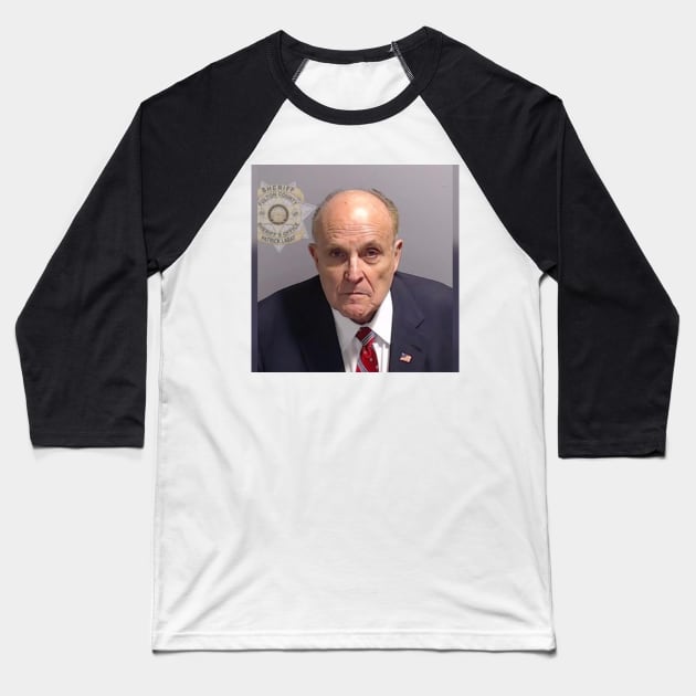 Rudy Giuliani Mug Shot Baseball T-Shirt by Gemini Chronicles
